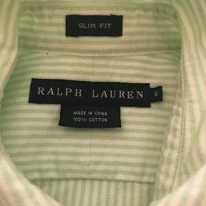 Ralph Lauren Button Down Green Stripped Oxford